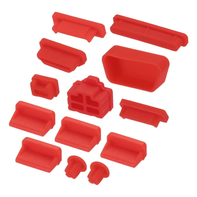 Unique Bargains 65pcs Laptop Port Duct Cover 13 Types Plugs Cap for Notebook Laptop PC Computer, USB/VGA/Audio Jack/SD, Red