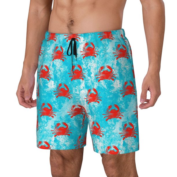 Fotbe Crab Swims In The Ocean Traje de Baño para Hombre – Shorts de Natación de Secado Rápido con Forro y Bolsillos-Large
