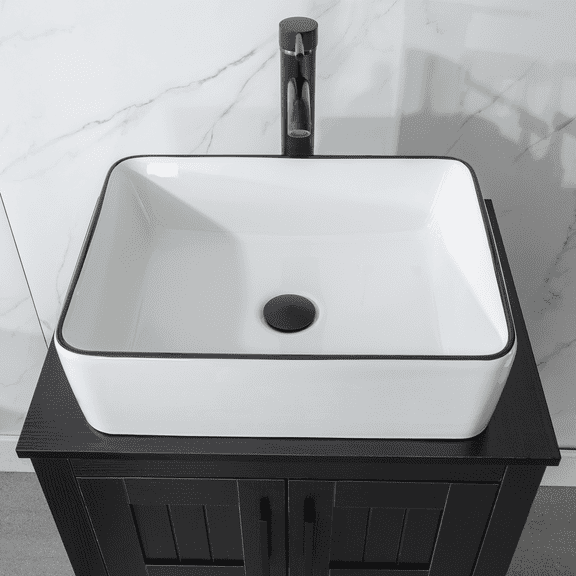 Eclife 18.9" Ceramic Bathroom Vessel Sink with Faucet and Drain