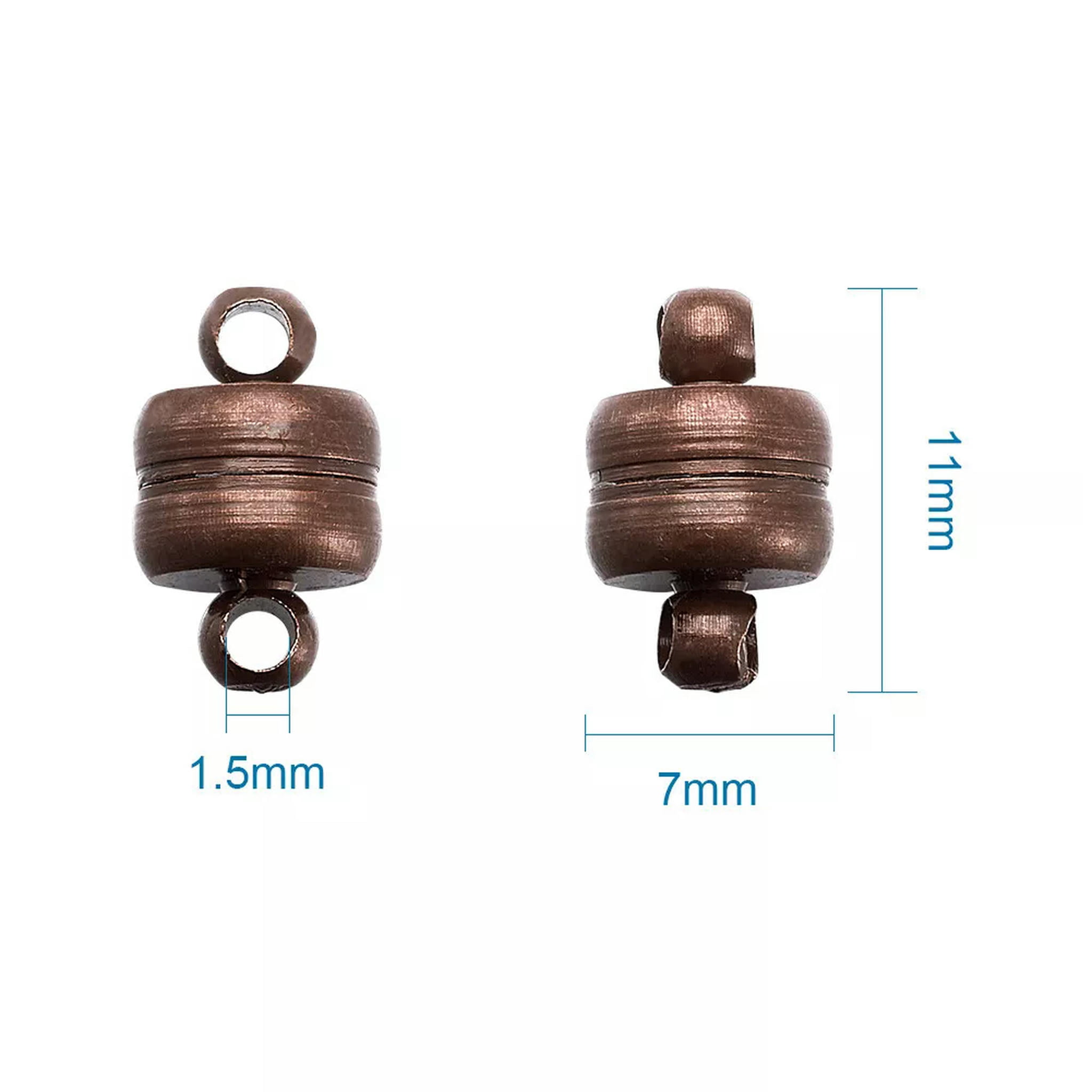 U8MO 100 Sets Red Copper Brass Magnetic Clasps Oval Smooth Mini Closure Findings 11mm