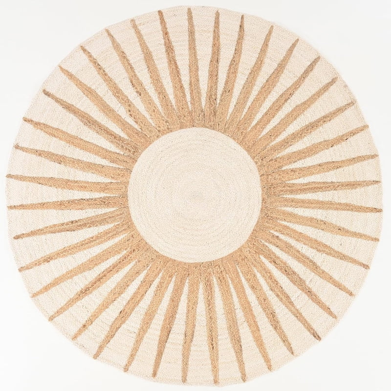Avyay Rugs Rugs and Decor LLC Sun Braided Beige Sunburst Area Rugs, 10' Round, Handmade