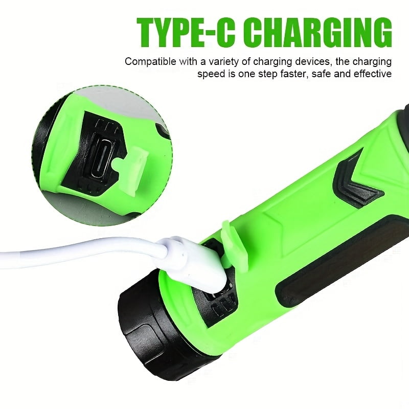 Rechargeable LED Neck Lamp - Hands-Free Flashlight with Magnetic Base, 500 Lumens Brightness, USB-C Charging, 2 Modes, Portable for Reading, Camping, Emergency, Bedside Use, Rechargeable Flashlight