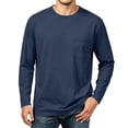 thumbnail image 7 of BELTNOV Men's Long Sleeve Pocket T-Shirt Solid Color Crewneck Tee with Chest Pocket Casual Basic Top for Everyday Wear Dark Blue, 7 of 7