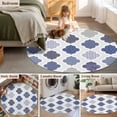 thumbnail image 5 of Round Area Rug 3 Ft, Grey Purple Moroccan Washable Non-Slip Circle Carpet for Living Room/Bedroom, Retro Bohemia Geometric Pattern Low-Profile Small Floor Mats Collection Rugs for Indoor, 5 of 8