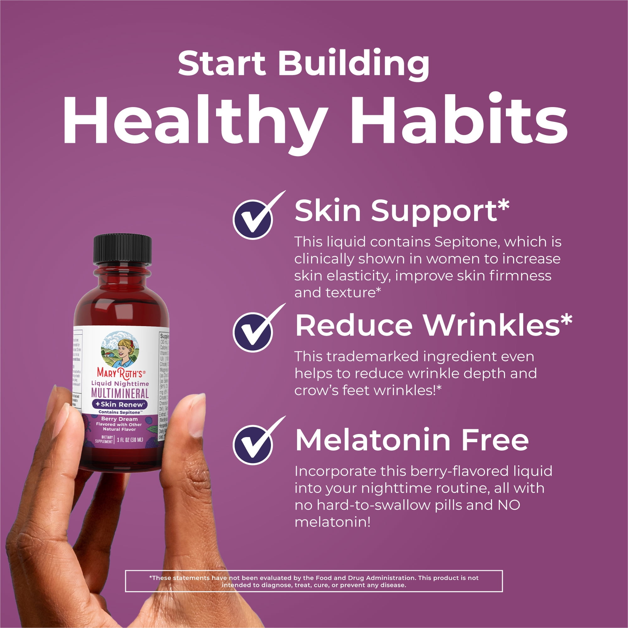 MaryRuth's Nighttime Multimineral Liquid and Skin Renew Travel Pack Berry 8-Pack 1 fl oz