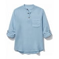 thumbnail image 4 of Stamzod Men's Cotton Linen Shirts Long Sleeve Pullover Casual Tops Summer Hippie Beach Shirts Light Blue M, 4 of 4