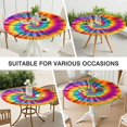 thumbnail image 7 of Colorful Rainbow Tie Dye Spiral Pattern Round Fitted Tablecloth with Elastic Edge,Dining Table Cover Waterproof,Outdoor Round Tablecloth for Camping,Dining,Indoor and Outdoor, 7 of 7