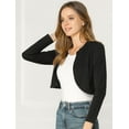 thumbnail image 2 of INSPIRE CHIC Women's Solid Curved Hem Long Sleeves Crop Shrug Cardigan, 2 of 6