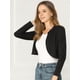 thumbnail image 2 of Cárdigan Crop Top Dobladillo Curvo Frente Abierto Bolero Encogimiento Hombros Para Mujer Negro L, 2 of 6