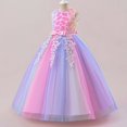 thumbnail image 2 of Girls Summer Dress Child Girls Rainbow Gradient Princess Dress with Flower Embroidery for Birthday Stage Performance Christening Robe Fille Pink 11 Years-12 Years, 2 of 6