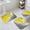 Yellow, variant on Orange Grey Ombre Bath Mat 3 Piece Bathroom Rug Set, Modern Geometric Abstract Aesthetics Cream Non Slip Bath Rug Contour Mat and Toilet Lid Cover, Absorbent Shower Mats Soft Bath Rugs and Mats Sets
