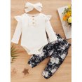 thumbnail image 5 of Dooleck Baby Girl Ribbed Clothes Infant Bodysuit Halen Pant Outfit Set Streetwear, 5 of 8