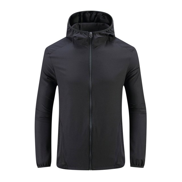 Weiqiqre Mens Lightweight Running Jacket Sun Protection Top Solid Color Long Sleeved Hooded Top
