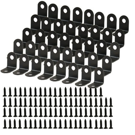 Metal Corner Braces For Wood 16 x 16mm Angle Bracket Metal Black L Shaped Angle Brackets Corner Braces Support with Screws, 40pcs ()