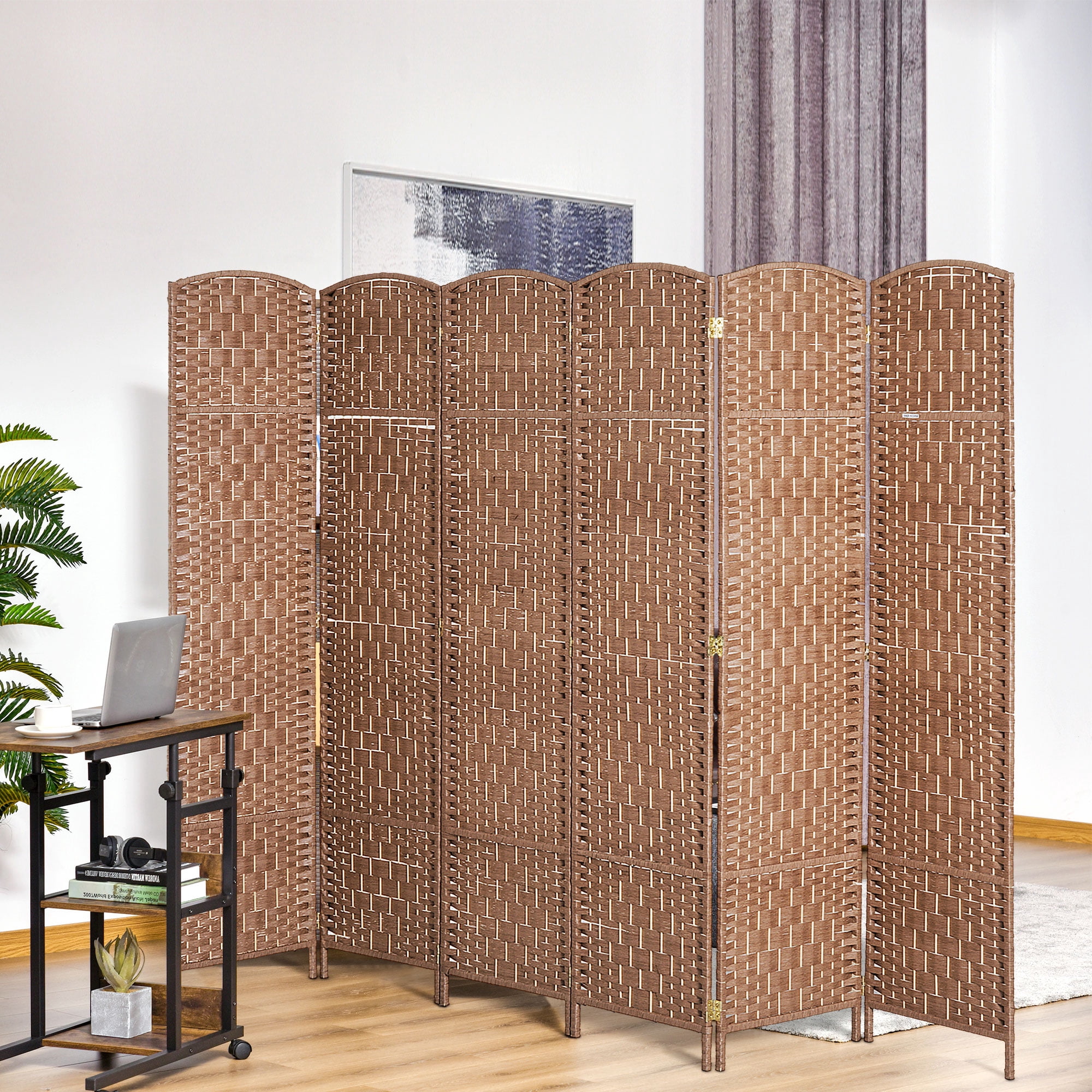 Privacy Screen 6' Tall Wicker Weave 6 Panel Room Divider Privacy Screen - Natural,Partition Screen