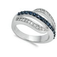 thumbnail image 4 of Black Cubic Zirconia Micro Pave Wave Ring .925 Sterling Silver Band Jewelry Female Male Size 9, 4 of 4
