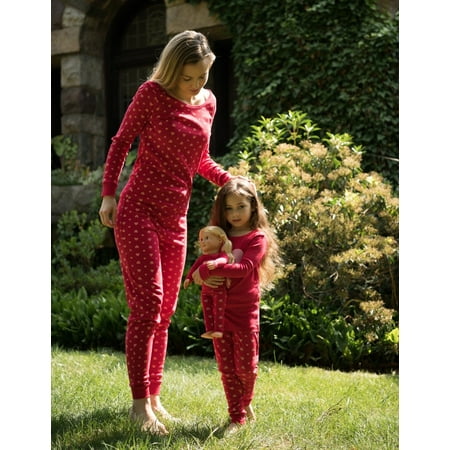 

Leveret Womens Two Piece Cotton Pajamas Pink Hearts L