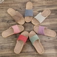 thumbnail image 2 of Dakaela Women's House Slippers Open Toe Soft Flats Linen Summer Beach Bedroom Slip on Slide Shoes, 2 of 5