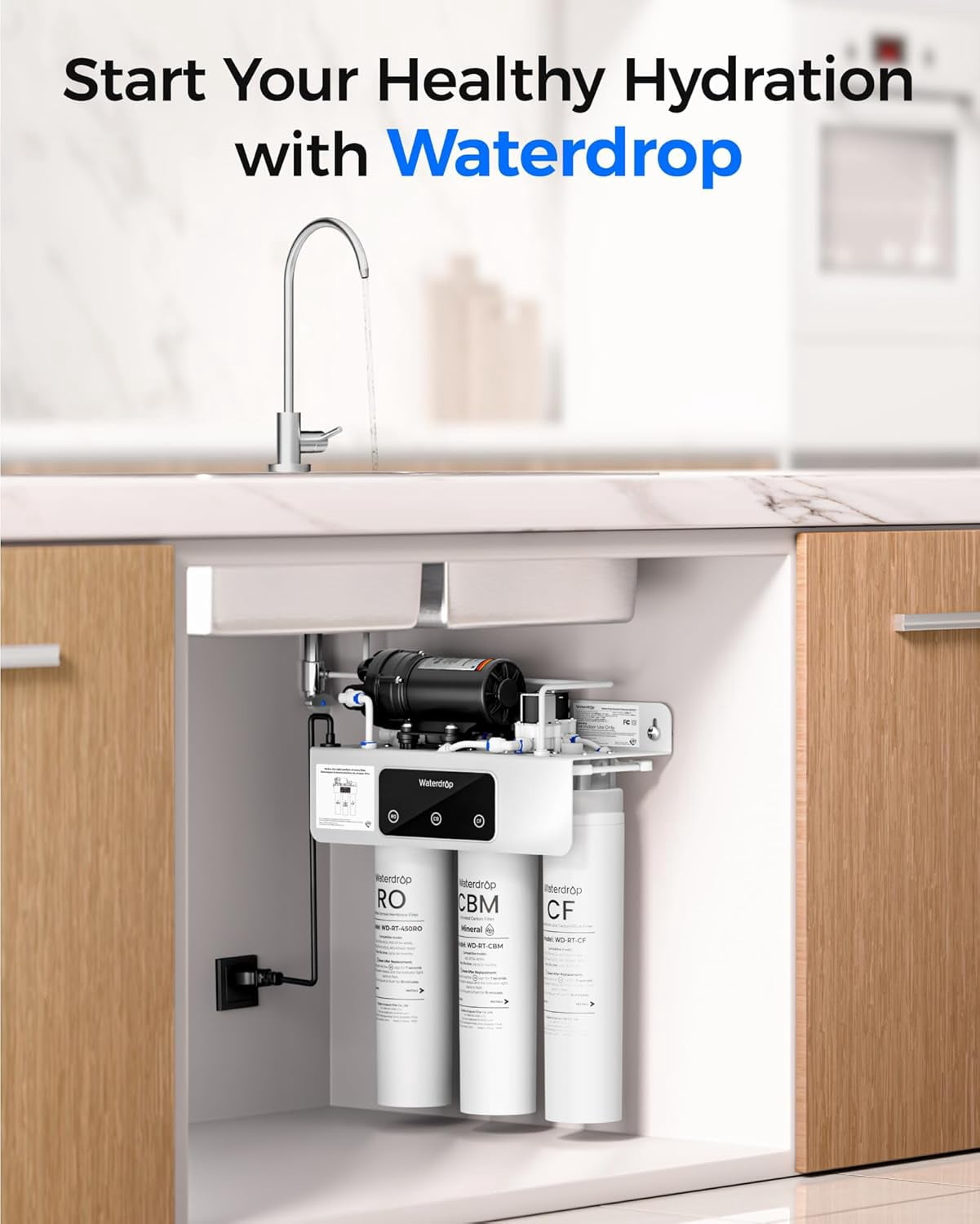 Waterdrop RT-450RO Filter, Replacement for Waterdrop T3-C & T3-M & T4-A Tankless Reverse Osmosis System, Pack of 1 RO Filter, 24-month Lifetime