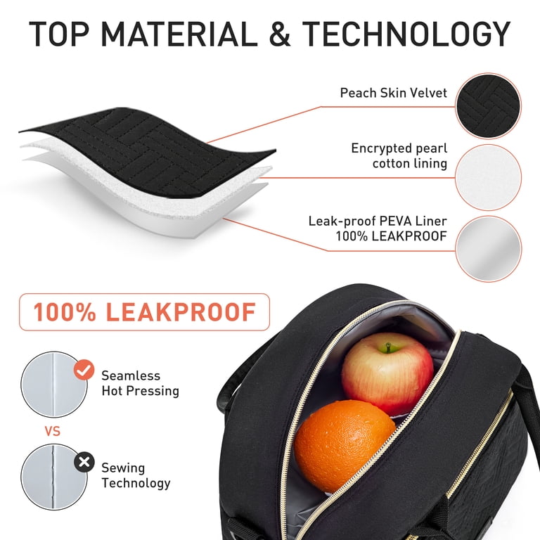 TOURIT Insulated Lunch Bag For Women & Men - 5L Capacity, 9.75x7.75x4", Black Portable Food Container 3 thumbnail image