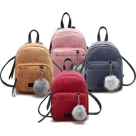 Women Corduroy Mini Backpack School Bags Girls Small Travel Handbag Shoulder (Best Small Travel Backpack)