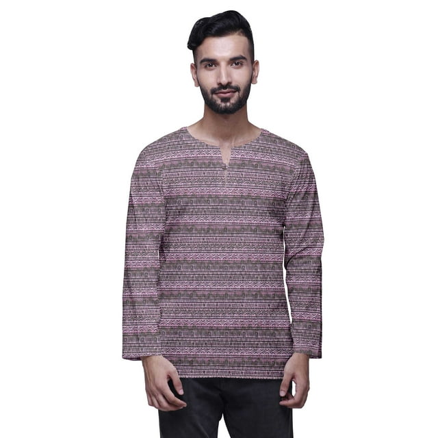 Atasi Indian Traditional Kurta For Men Keyhole Neck Short KurtaShirtFor Boys