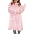 thumbnail image 3 of Couverture Portable à Capuche pour Femmes en Molleton, Sweat à Capuche Chaud et Confortable avec Poche, Rose, Taille Unique, 3 of 7