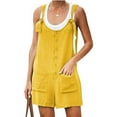 thumbnail image 1 of Combinaison d'Été Ample pour Femmes avec Boutons et Poches, Bretelles Spaghetti, Short, Salopette, Taille Plua, 1 of 4