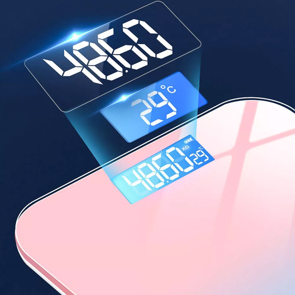 Teyjry Digital Body Weight Scale, High Accuracy, Toughened Glass, 397 lb Capacity, Pink
