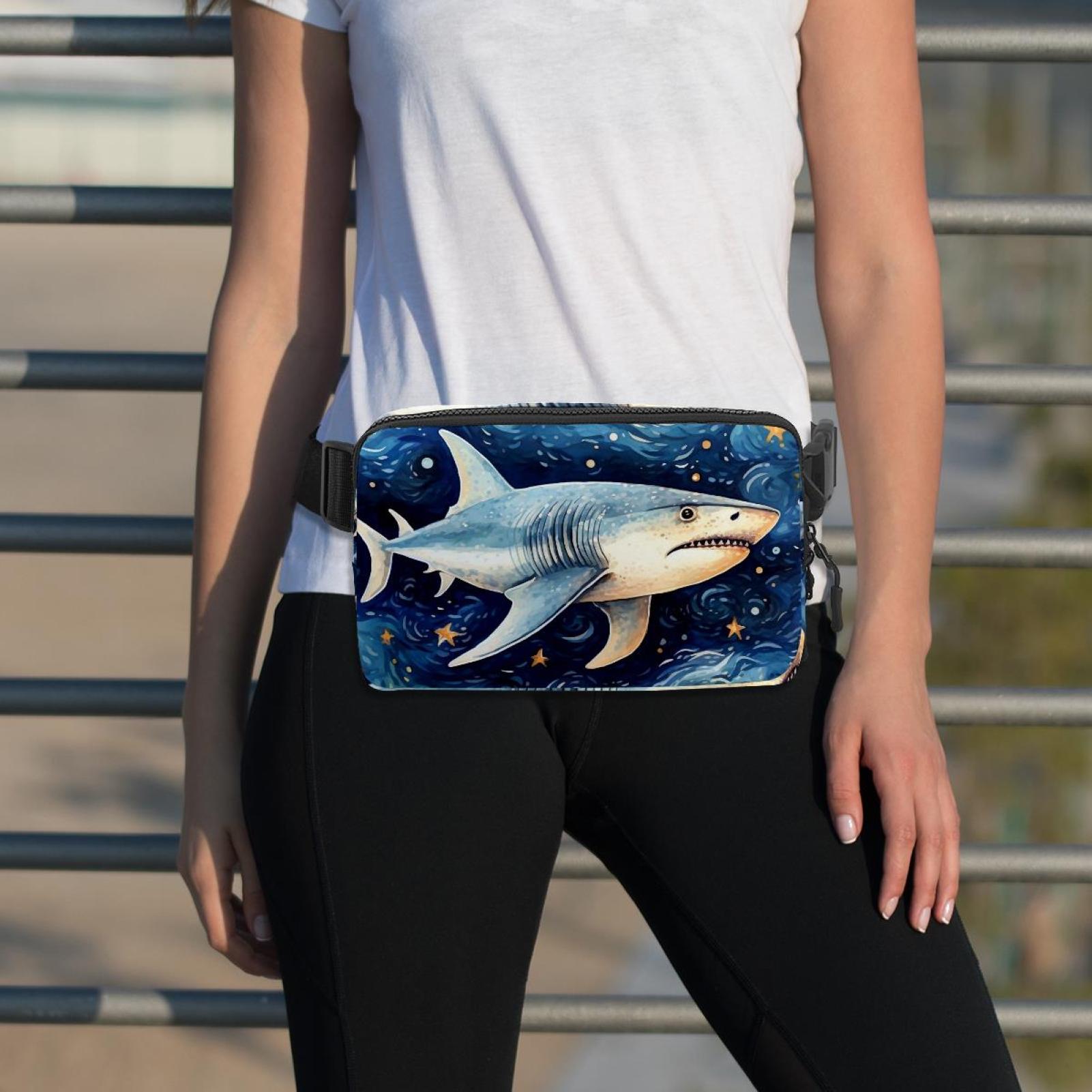 Star Shark Adjustable Lightweight Waist Bag with Extension Strap - Unisex Crossbody Bag Running Belt