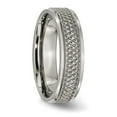 thumbnail image 4 of Titanium Ridged Edge Weave Design 6mm Polished Band, 4 of 6