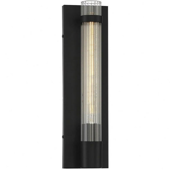 1 Light Industrial Metal Wall Sconce with Clear Glass-16 inches H By 4.5 inches W-Matte Black Finish Bailey Street Home 159-Bel-4487705
