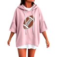 thumbnail image 2 of YVNAURA Oversized Hoodie for Women 3/4 Sleeve Hoodie Football Graphic Sweatshirt Loose Pullover Top Casual Hooded Sweatshirt Game Day Pullover Drop Shoulder Hoodie, Pink,L, 2 of 4