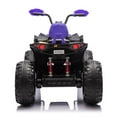 thumbnail image 2 of 24 Volt Kids ATV Ride-On, Electric Dual 4 Wheeler with Leather 2-Seater, Ride on Toys for Big Kids with LED Lights, Music, High Low Speed, Purple, 2 of 6