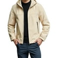 thumbnail image 4 of sususu Winter Jackets For Men ,Solid Color Hooded Zipper Jacket Casual Loose Sports Comfortable Outdoor Jacket,Beige,XL, 4 of 4