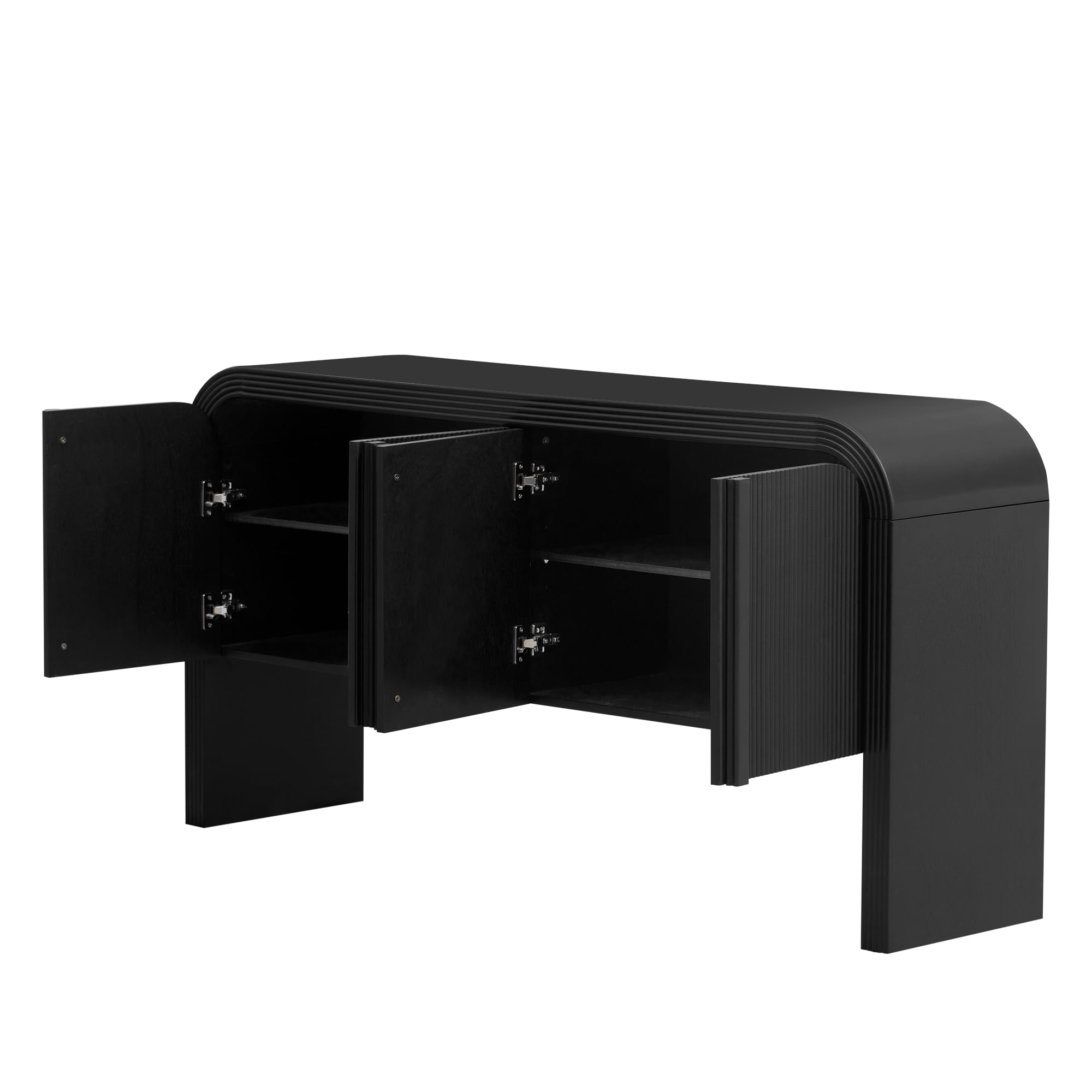 EUROCO 63" Sideboard Buffet Cabinet with Storage,Large Kitchen Storage Cabinet with 4 Doors and Adjustable Shelves,Wood Coffee Bar Cabinet Buffet Table Console Cabinet for Kitchen Dining Room,Black