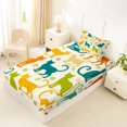 thumbnail image 5 of Manfei Mid Century Cat Twin Sheets, Spiral Swirl Bedding, Orange Teal, 3pcs, 1 Flat Sheet, 1 Fitted Sheet and 1 Pillowcase, 5 of 6