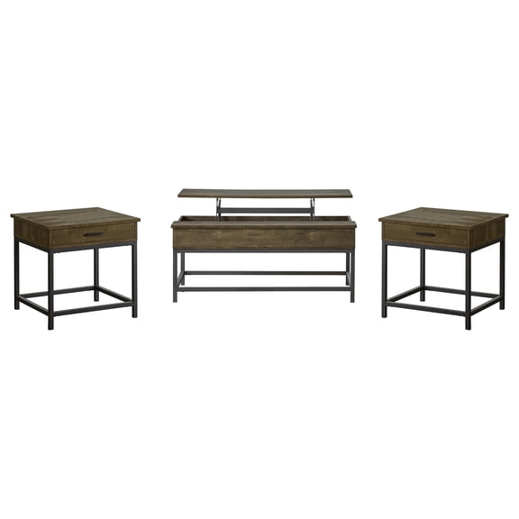 Byers 3-piece Lift Top Coffee and End Table Set Brown Oak