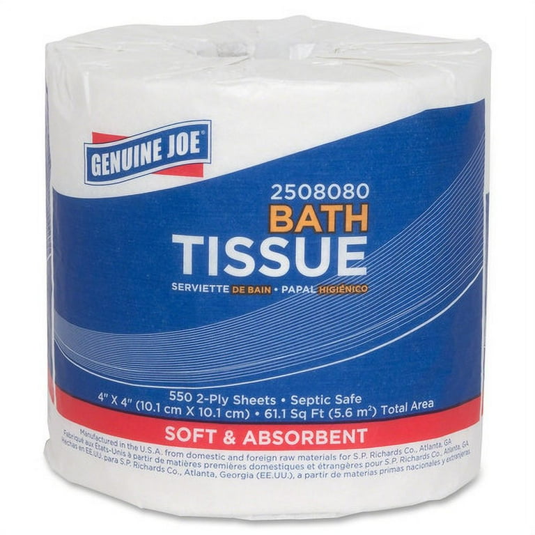Genuine Joe Embossed Roll Bath Tissue - 2 Ply - 4 Genuine Joe Embossed Roll Bath Tissue - 2 Ply - 4