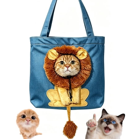 Pawpeek Bag Lion Cat Bag, Cat Carrier with Head Hole
