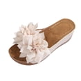 thumbnail image 2 of Slipper Women Women's Fashion Casual Summer Style Solid Color Fish Mouth Thick Bottom Wedge Slippers,Beige,40, 2 of 9