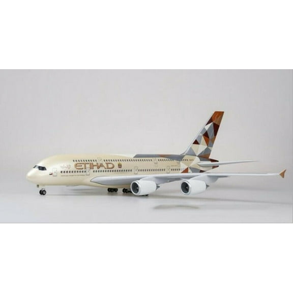EROCK 1/160 A380 17" Etihad Airplane LED Lamp Resin Aircraft Passanger Plane Model