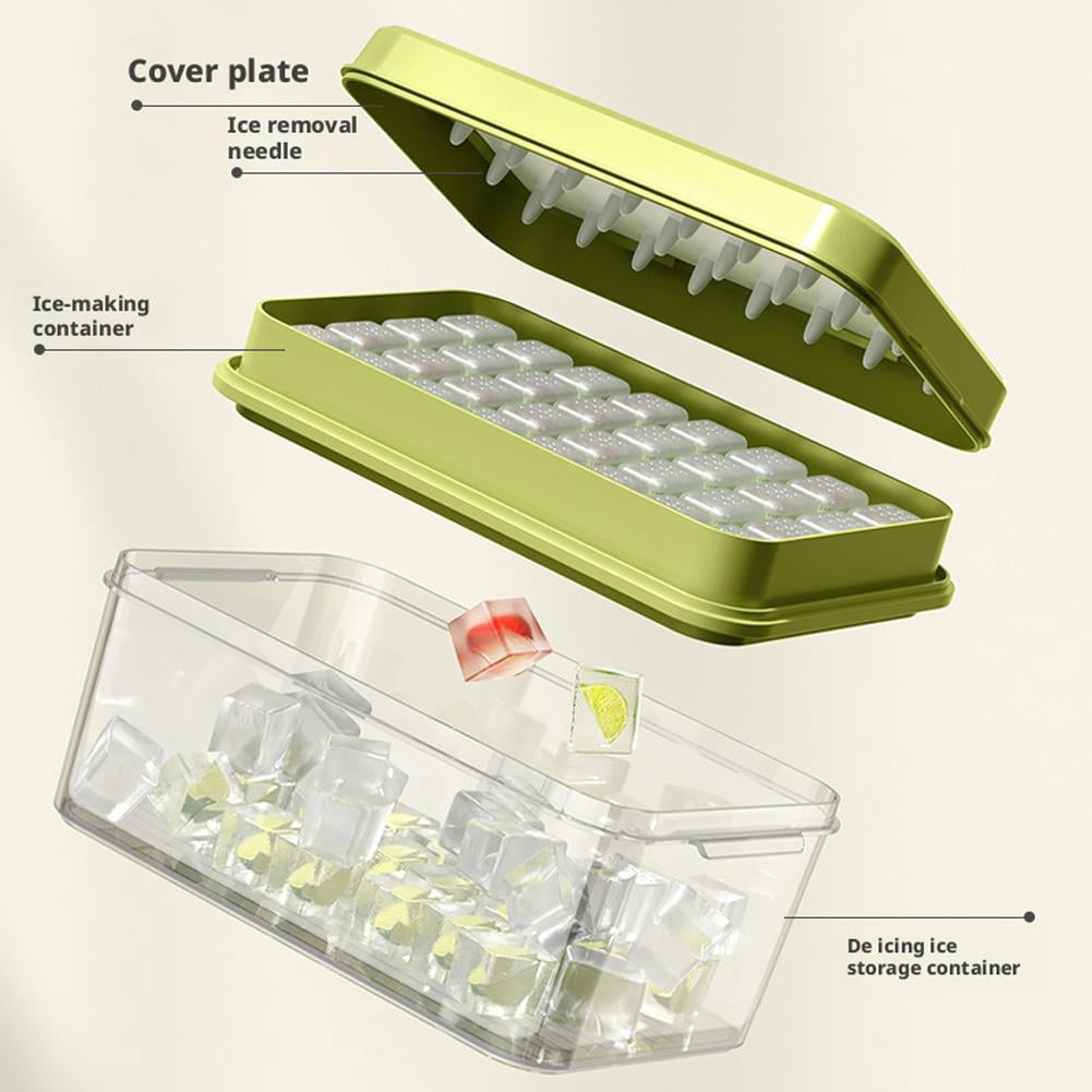 Ice Trays for Freezer with Lid and Bin, 2026 Ice Tray for Freezer with Release for Chilling 2 Trays,Easy 64-Ice Cocktai