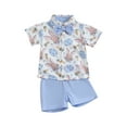 thumbnail image 2 of Musuos Toddler Boys Easter Outfits 6 12 18 24M 3 4T Carrot Rabbit Print Bowtie Short Sleeve Lapel Shirts and Button Pocket Shorts, 2 of 10