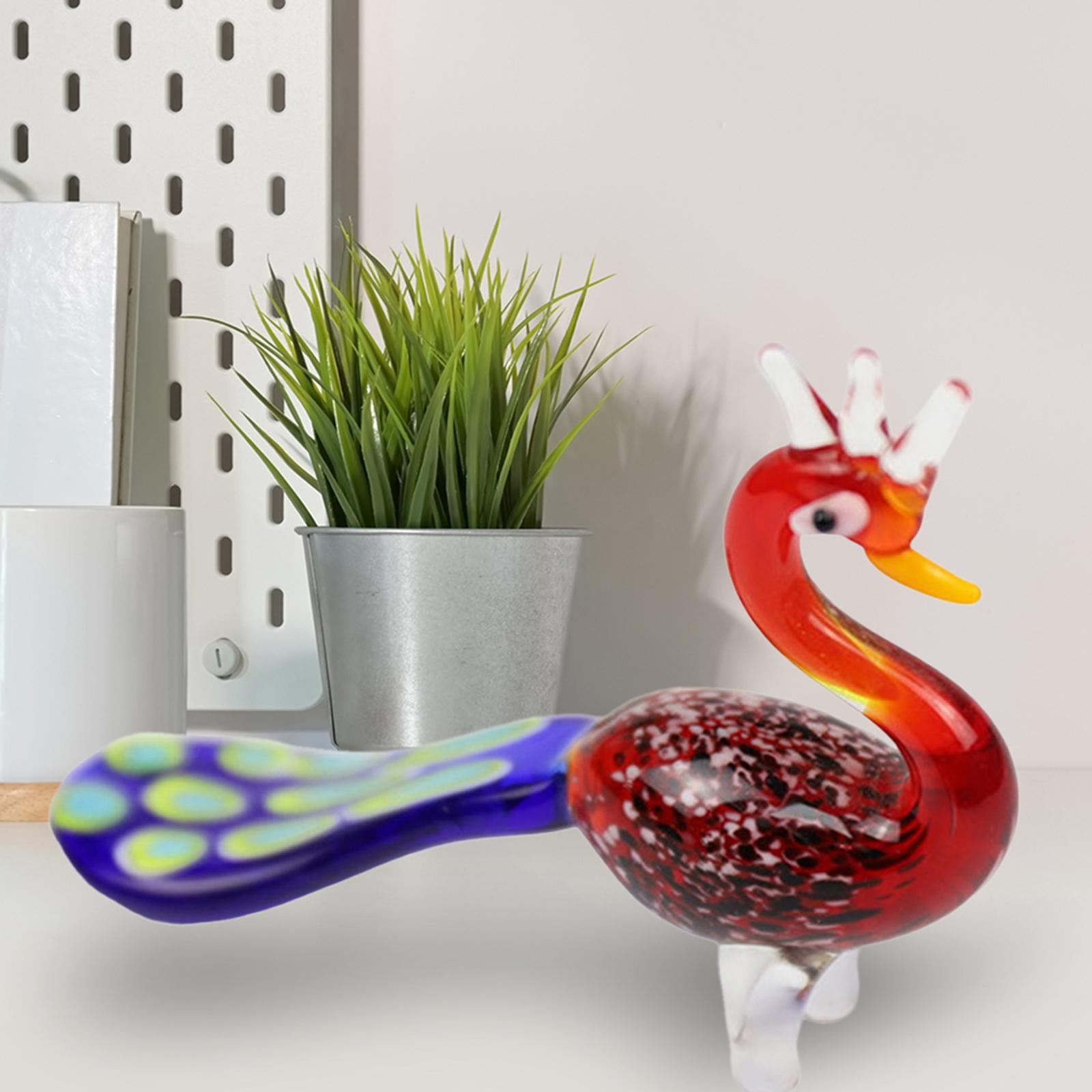 Glass Blown Peacocks Glass Garden Decoration for Deck Yard Patio Lawn