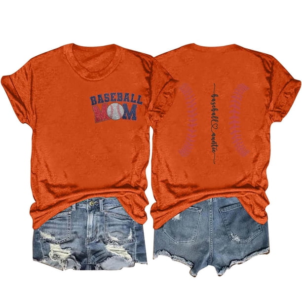 Camisetas de Manga Corta para las Mujeres Carta Impresa Doble Cara Suelta Tee, Casual Vintage Verano Top Mujeres
