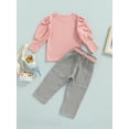 thumbnail image 4 of Bagilaanoe 2Pcs Toddler Baby Girl Long Pants Set Pink Long Sleeve Sweatshirt Pullover Tops+ Trousers with Belt 1T 2T 3T 4T 5T 6T Fall Casual Sweatsuit, 4 of 8