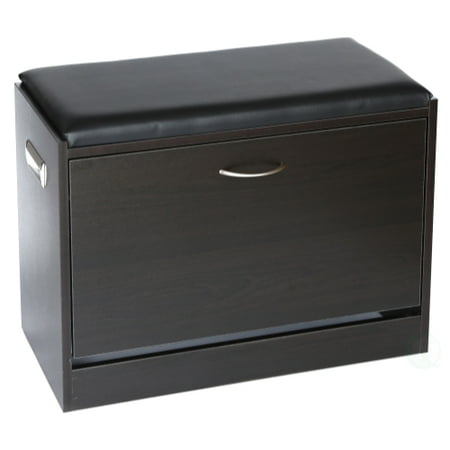 Black Wooden Fold Out Shoe Organizer Shoe Storage Bench With