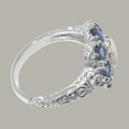 thumbnail image 4 of LBG British Made 9k White Gold Natural Opal & Sapphire Womens Statement Ring - 33 size options - Size 8.75, 4 of 8