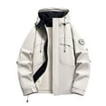 thumbnail image 1 of Leodye Men's solid color long sleeved Fit Relaxed Work Coat Waterproof Workwear Hooded Jacket with Pockets White XXL(XXL), 1 of 9